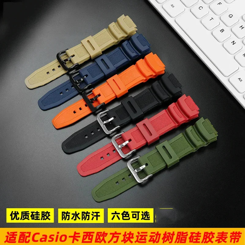 18mm Resin Silicone Watch Strap for Casio Watches - Replacement Rubber Band for W-218H, F-108, AE-1200, AE-1000 and AE-1300