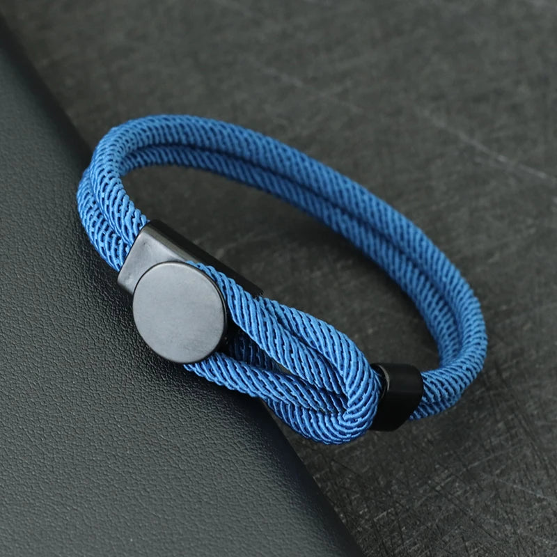 Men’s Double Layer Rope Bracelet – 4mm Nylon Cord Lucky Red Thread Pulsera, 3 Sizes Gift for Him