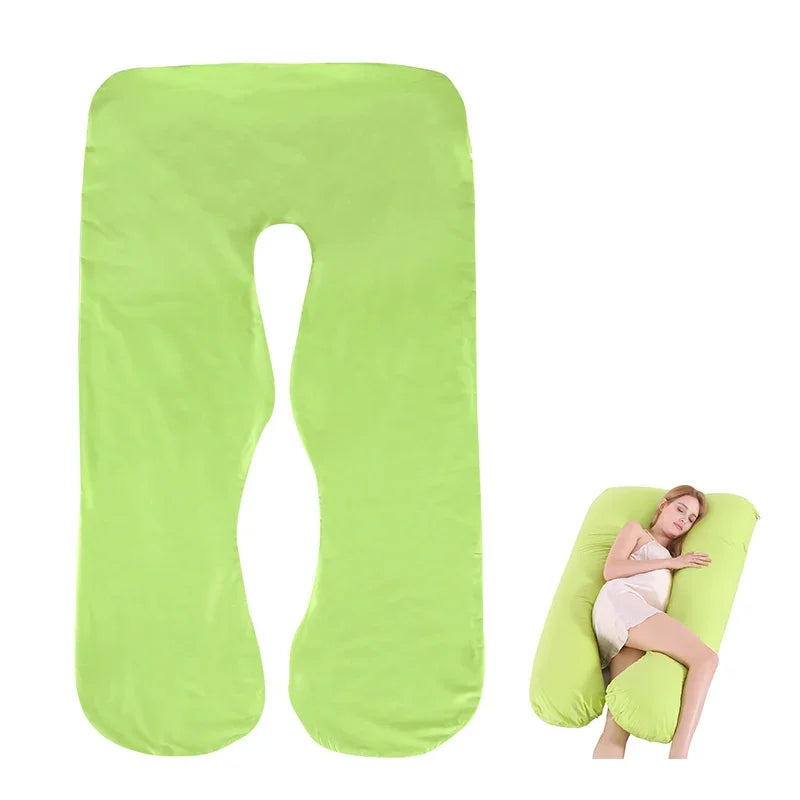 Cotton Maternity U-Shaped Body Pillow Case – 140/150cm Removable & Washable Cover for Pregnancy Support