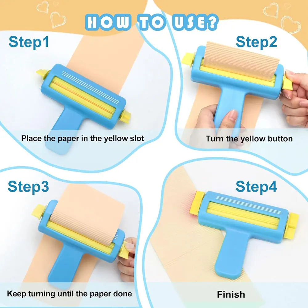 Blue Roller Embossing Tool – Wave Paper Crimper for Handmade Paper Craft & Creasing