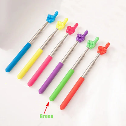 Stainless Steel Telescopic Teaching Pointer – Finger-Design Reading & Presentation Stick for School & Office Supplies