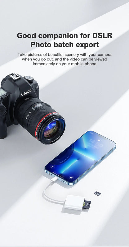 2-in-1 Lightning to SD/TF Card Reader – OTG Flash Adapter for iPhone 14/13/12 Pro Max & iPad, USB 3.0 Memory Card Adapter