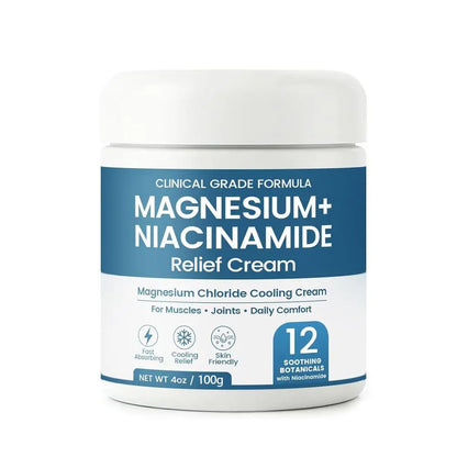 Magnesium Niacinamide Relief Cream - Topical Magnesium Chloride with Arnica & Boswellia for Legs, Feet & Joints