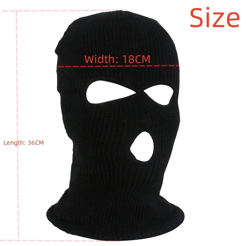 Full Face Cover Ski Mask Hat - 3 Holes Balaclava, Windproof Knit Beanie for Army, Tactical, and Winter Warmth, Unisex