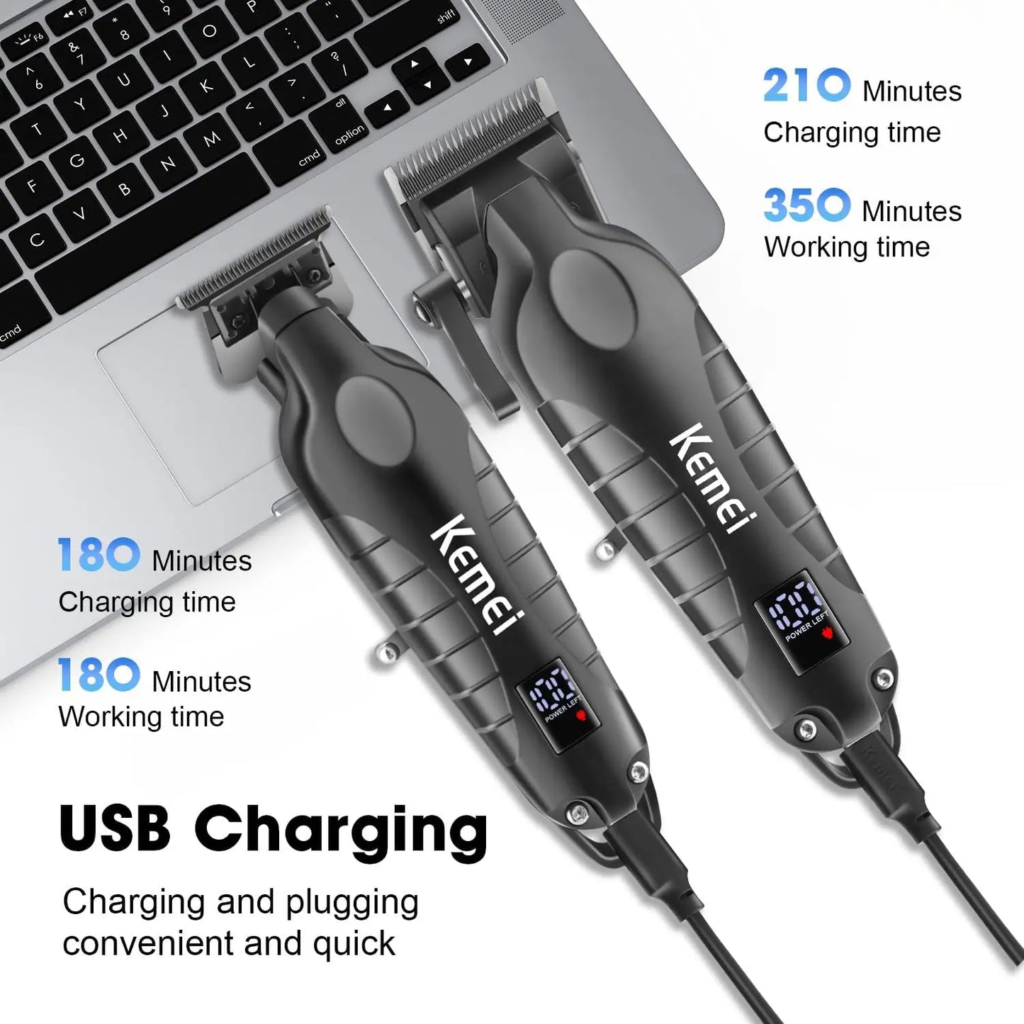 Kemei Hair Clipper Kit — Electric Trimmer & Shaver for Men, KM-2290/2293/1102