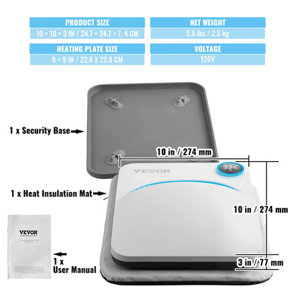VEVOR Portable Heat Press Machine - 9x9/12x10 Inch, DIY Shirt Printing, Multifunctional Sublimation Transfer for HTV Vinyl, T-Shirt & Bag