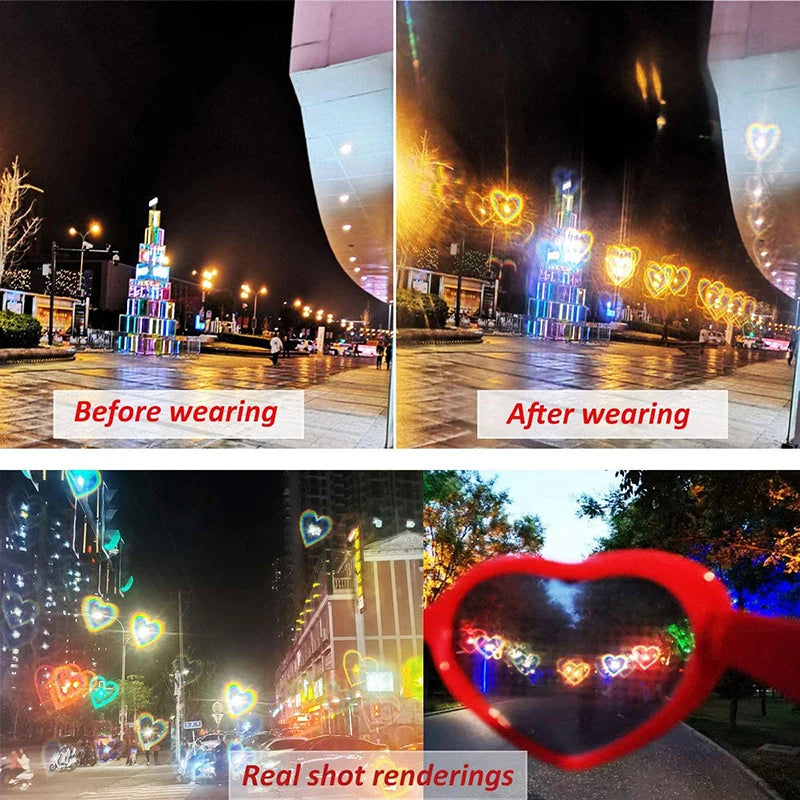 Women’s Fashion Heart-Shaped Glasses Watch - Nighttime Light Diffraction to Heart Shape, Stylish Female Sunglasses