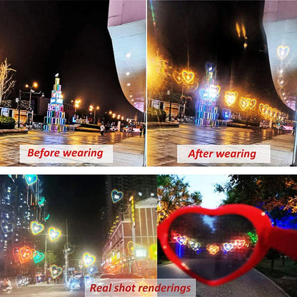 Women’s Fashion Heart-Shaped Glasses Watch - Nighttime Light Diffraction to Heart Shape, Stylish Female Sunglasses