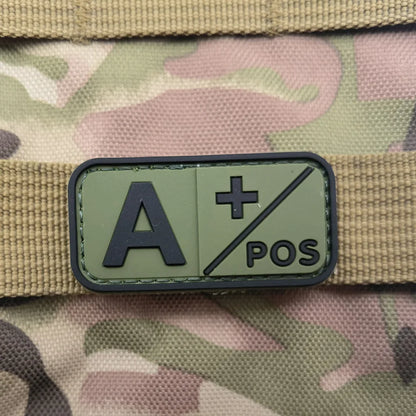 PVC Blood Type Hook Patch - A B AB O Positive Negative Military Tactical Badge for Backpack & Outdoor Gear