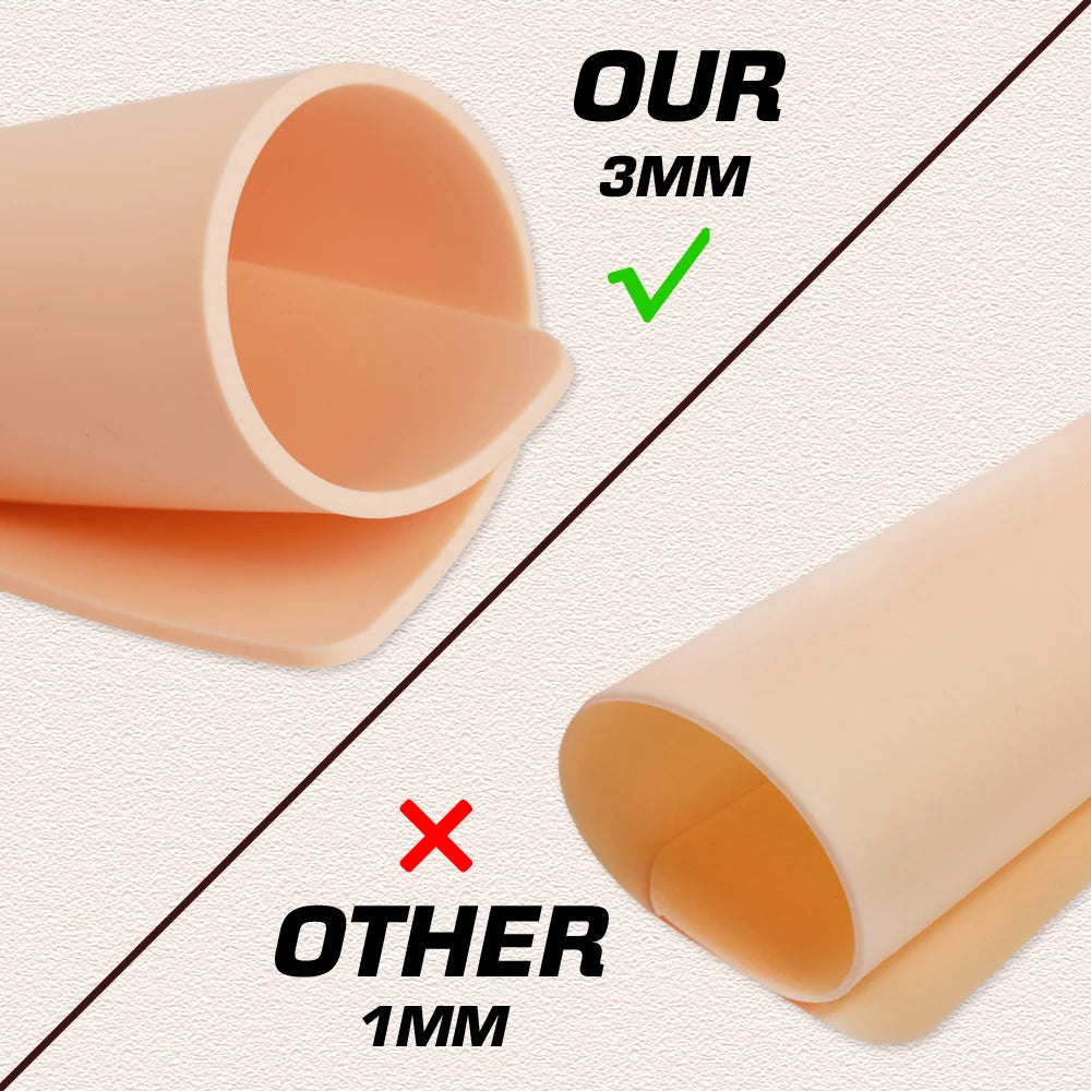 Tattoo Practice Skin Silicone 3MM – Double-Sided Permanent Makeup Training Accessory (15/10/8/5/1pcs)