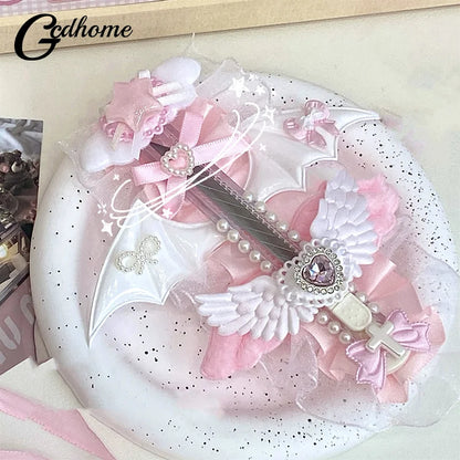 Sweet Pink Korean Y2K Heart Bow Utility Knife – Cute Portable Box Cutter for Students & Scrapbooking