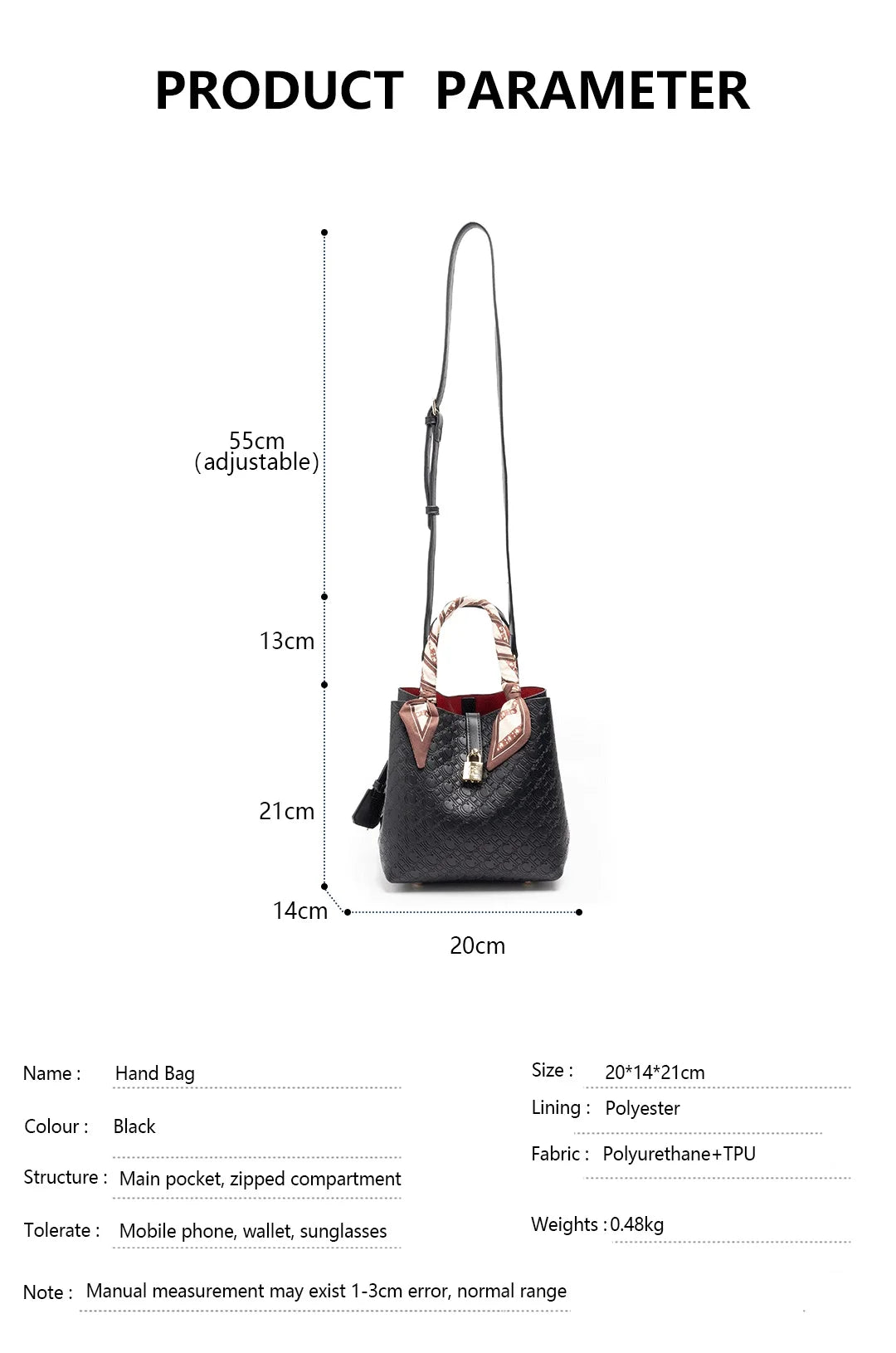 CH Fashion Women’s Shoulder Bag – Large Capacity Casual PU Leather Handbag with Embossed Letters