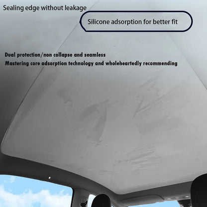 Electrostatic Sunshade for Tesla Model 3 & Y – Ice Cloth Sunroof Front & Rear Glass Skylight Interior Cooling Shade