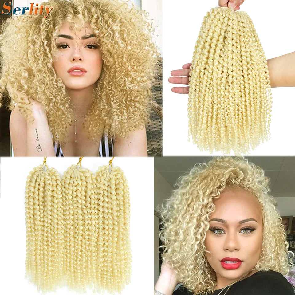 Kinky Curly Crochet Hair Extensions 8–12 Inch – Marlybob Jerry Curl Synthetic Afro Curly Hair, Short Passion Twist Braiding Crochet Hair for Women