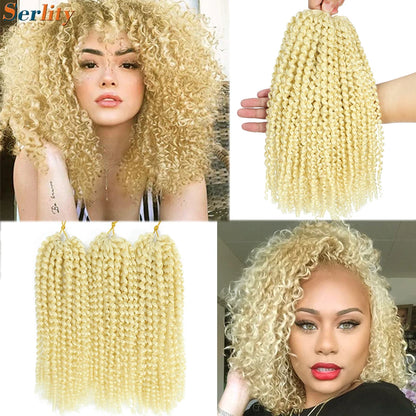 Kinky Curly Crochet Hair Extensions 8–12 Inch – Marlybob Jerry Curl Synthetic Afro Curly Hair, Short Passion Twist Braiding Crochet Hair for Women