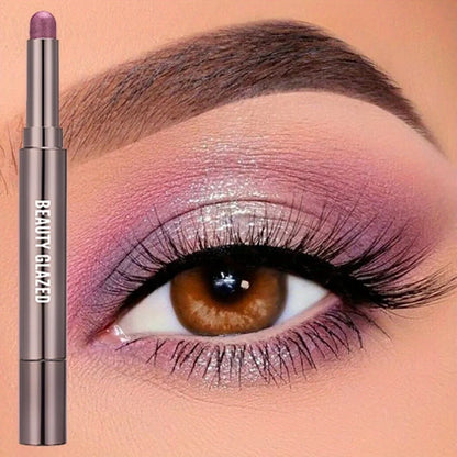 BEAUTY GLAZED 10-Color Eyeshadow Stick – Long-Lasting Waterproof Matte & Shimmer Eye Pen with Double-Head Brush