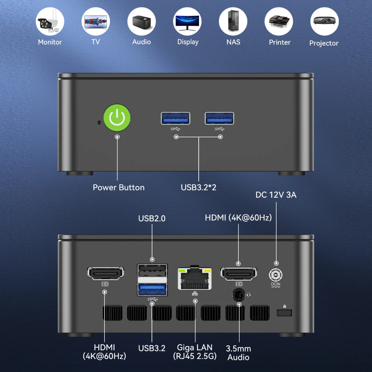 GMKtec G3S Mini PC - Intel Alder Lake N95 Windows 11 Pro Desktop Computer with 8GB DDR4 & M.2 SSD