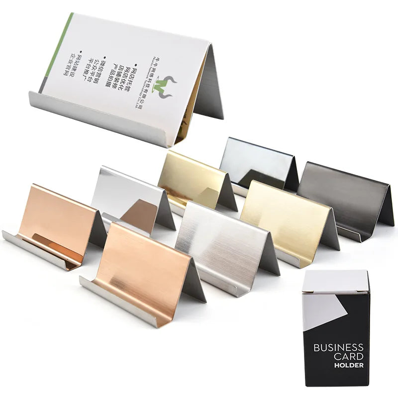 Metal Business Card Name Tag Display Rack – Desktop Organizer & Cellphone Holder for Conference Room