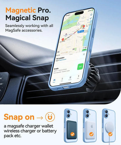 Magnetic Matte Translucent Armor Case - Shockproof Magsafe Compatible Cover for iPhone 17 16 15 14 13 12 11 Pro Max Plus