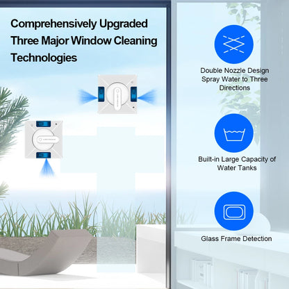 Liectroux YW509 Window Cleaning Robot - Dual Water Spray, Smart Navigation, Laser Sensor - For Home Glass, Floor and Wall Cleaning