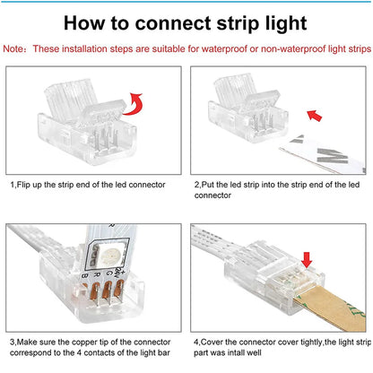 5PCS LED Strip Connectors - 8mm 10mm Solderless Strip to Wire Clips Adapter for 2Pin 3Pin 4Pin SMD 5050 2811 Lights
