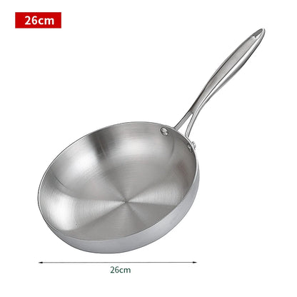 304 Stainless Steel Frying Pan – Non-Stick Skillet for Steak, Gas & Induction Cooking