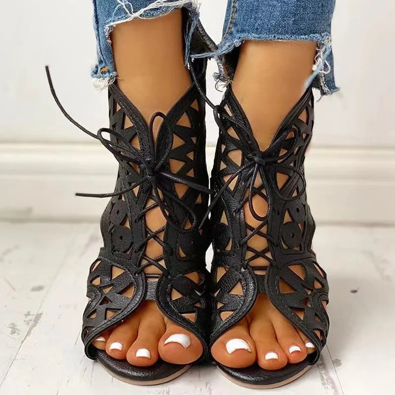 2023 Women’s Summer Gladiator Boot Sandals – Shoelace Wedge Heel Comfortable Leisure Shoes