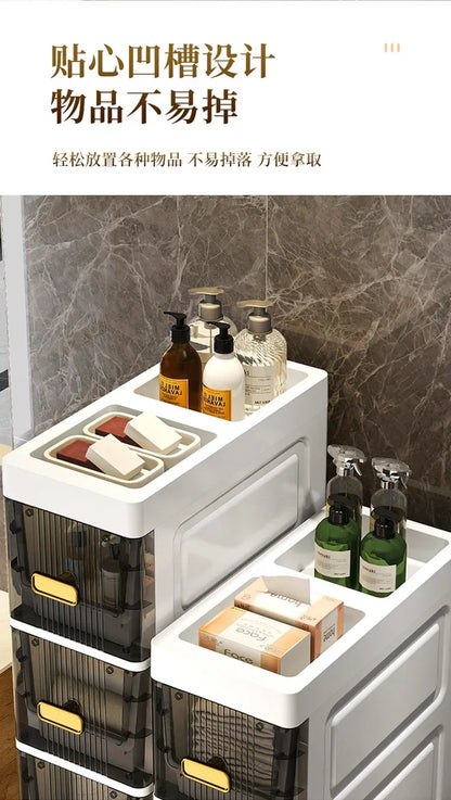 Transparent Bathroom Storage Cabinet – Luxury Visible Light Floor-Mounted Dustproof Narrow Organizer