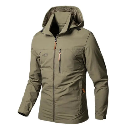 Men’s Waterproof Military Windbreaker Jacket - Hooded Autumn Outdoor Hiking, Biking & Casual Bomber Coat