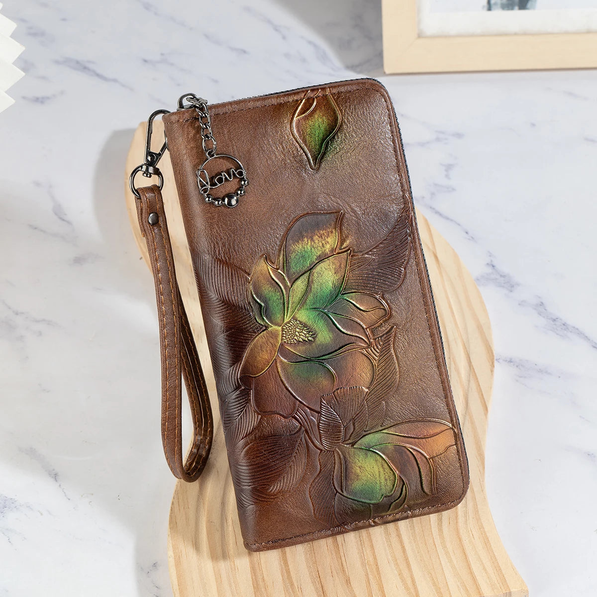 Retro Long Embossed Zipper Wallet — Multi-Card Clutch & Phone Bag with Coin Pocket