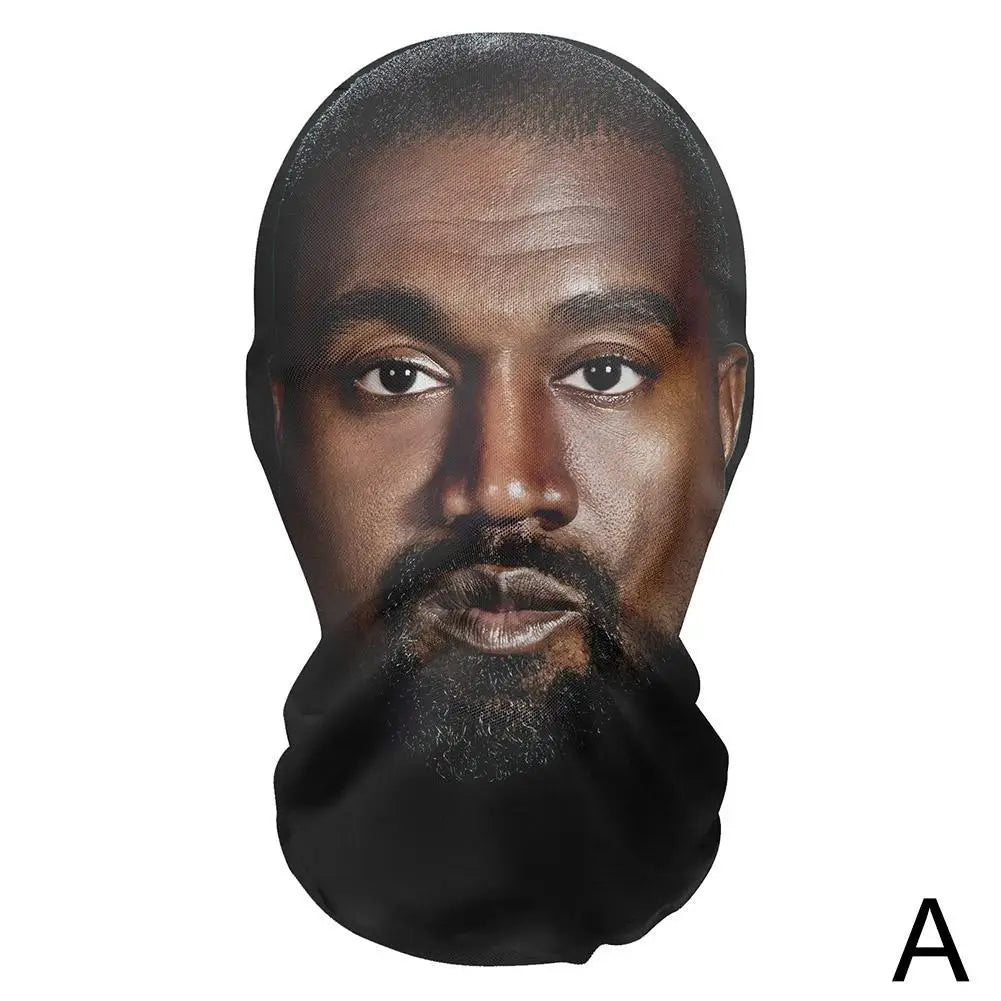 3D Balaclava Mask Hat - Seamless Kanye Face Mask for Pranks, Celebrity Hip Hop Hood Headgear