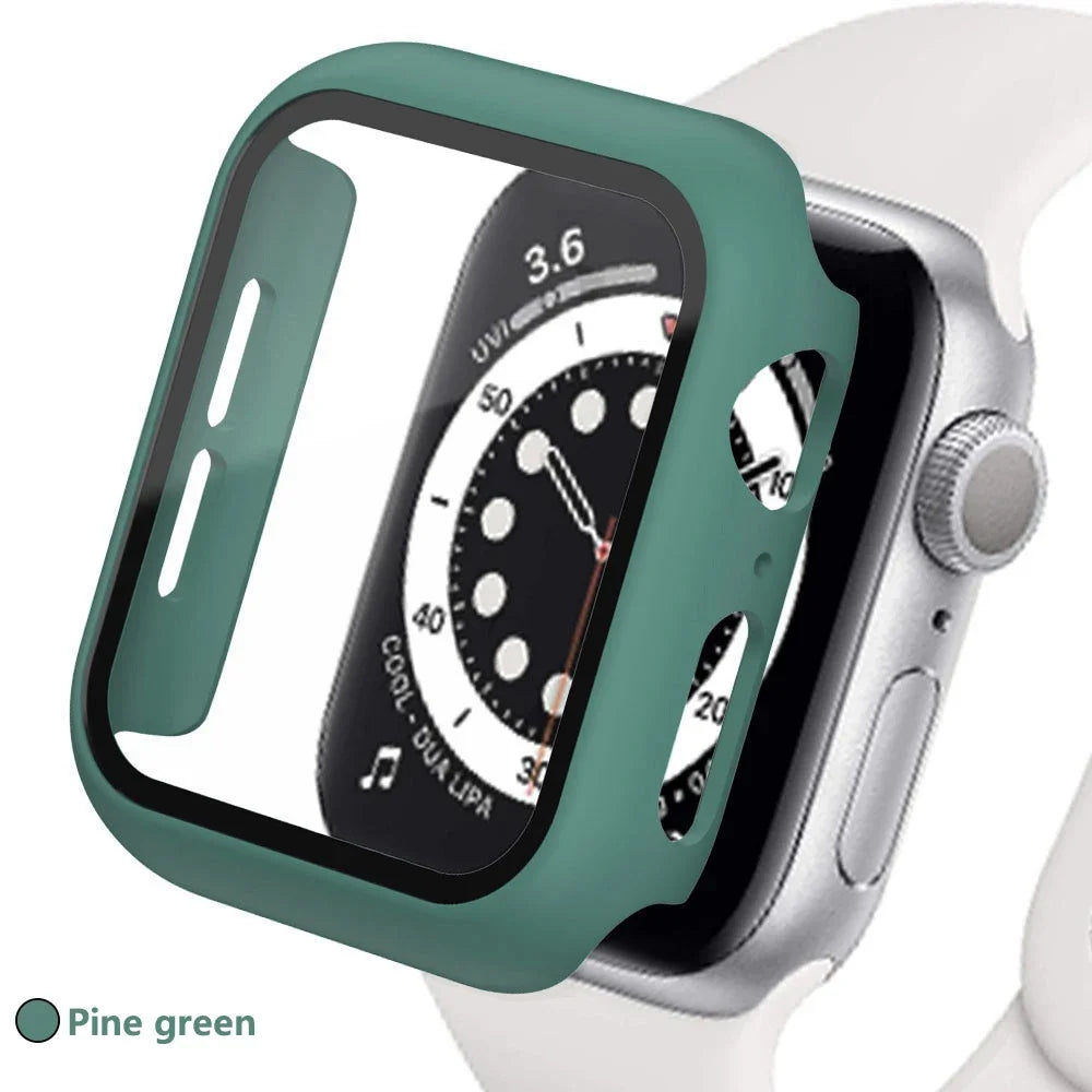 Tempered Glass Screen Protector Case for Apple Watch - Series 8 7 6 SE 5 4 3 Protective Cover Accessories 41mm 40mm 44mm 45mm 42mm