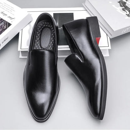 Men’s Red Sole Leather Loafers - Italian-Style British Business Casual Formal Dress Shoes Large Size 48