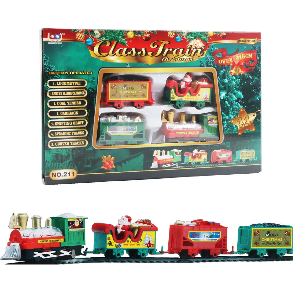 Christmas Realistic Electric Train Set - Easy to Assemble, Safe for Kids, Perfect Gift and Party Decoration for Xmas Tree