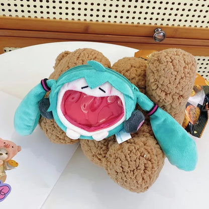 Hatsune Miku Coin Purse Shoulder Bag – Kawaii 14cm Plush Headphone Bag, Cartoon Crossbody Keychain Pendant, Perfect Girl Gift