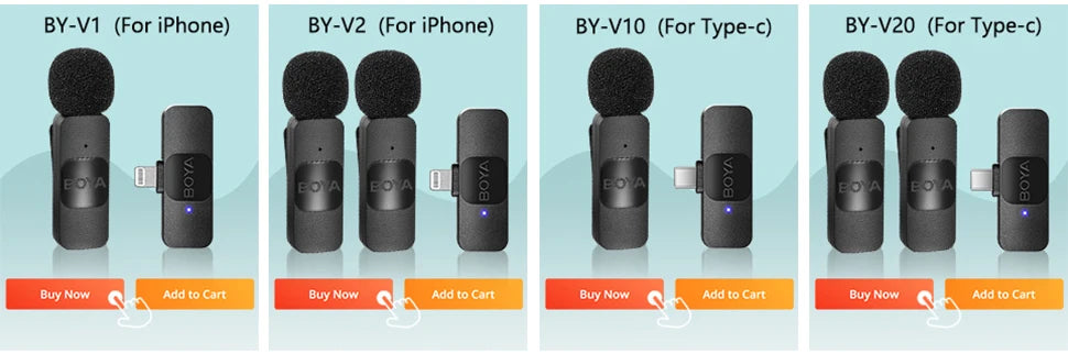 BOYA BY-V Wireless Lavalier Microphone – Professional Mini Mic for iPhone, iPad, Android, Live Broadcast, Gaming, Recording & Vlog