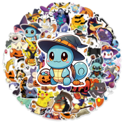 10/30/50PCS Pokémon Anime Stickers - Waterproof Pikachu Cartoon Decals for Phones, Skateboards, Laptops, and Halloween Crafts