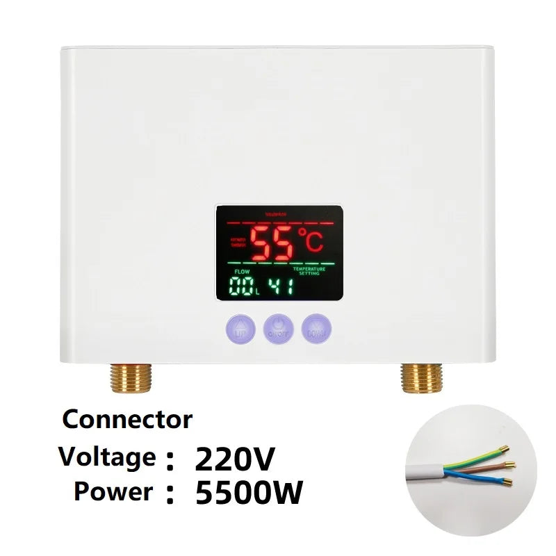 110V/220V Instant Water Heater 3000W/5500W | Wall-Mounted Electric Shower Heater for Bathroom & Kitchen Hot Water