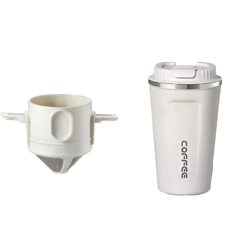 304 Stainless Steel Portable Coffee Filter – Reusable Drip Coffee Tea Holder Mug Set with Coffee Pot & Dripper