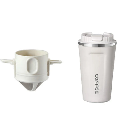 304 Stainless Steel Portable Coffee Filter – Reusable Drip Coffee Tea Holder Mug Set with Coffee Pot & Dripper