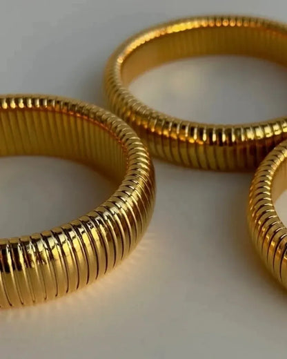 Stainless Steel Flex Snake Chain Cuff Bracelet – 18k Gold Plated Wide Bangle Fashion Jewelry for Women Gifts