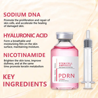 PDRN Stem Cell Serum Ampoule - Collagen Moisturizing Essence for Hydrated, Radiant-Looking Skin and Fine Line Care