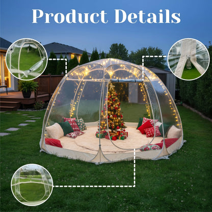 Large Instant Pop-Up Bubble Tent - Weatherproof Outdoor Igloo Screen House & Oversized Camping Pod for Patio Camping
