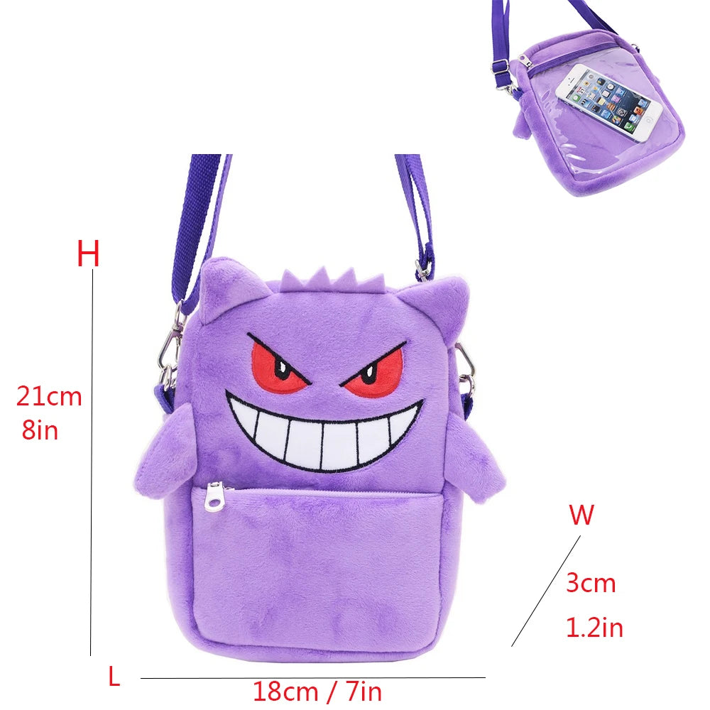 Pokémon Plush Backpack — Gengar, Mimikyu, Eevee, Snorlax, Charmander, Charizard, Mew, Rowlet Stuffed Toy Shoulder Bag for Kids & Gifts