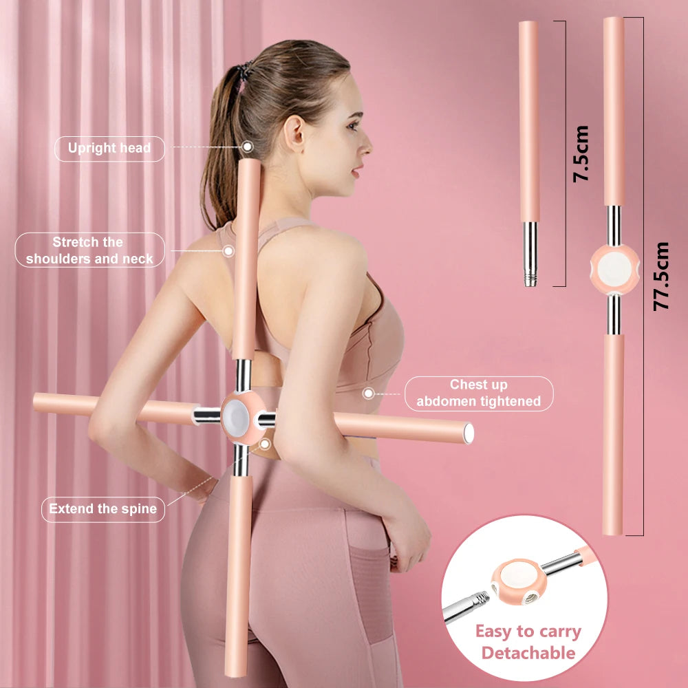 Adjustable Yoga Hunchback Corrector: Stainless Steel Body Stick for Improved Posture, Standing Training - Gym & Home Sports Equipment