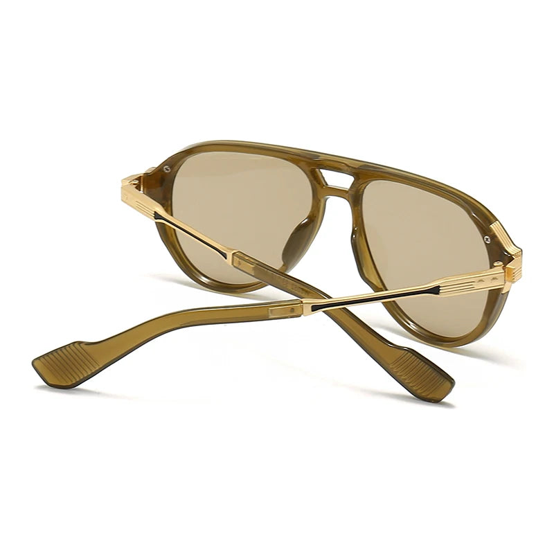 Men’s Aviator Sunglasses – Retro Double Bridge Square Frame, European & American Style, Wholesale