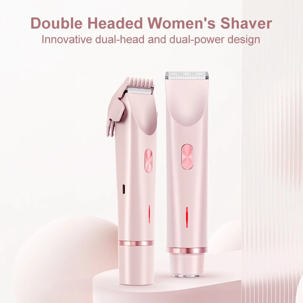 Women’s 2-in-1 Electric Razor – Dual-Head Painless Wet & Dry Bikini Trimmer with Detachable Head Shaver