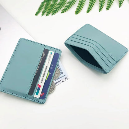 Ultra-Thin Leather Mini Wallet - Slim Bank and Credit Card Holder for Men and Women, Small ID Case with 4 Slots