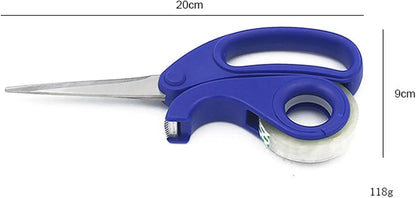 Scissors & Clear Tape Dispenser Cutter — Desktop Tape Dispenser for Office, Gift Wrapping & Stationery