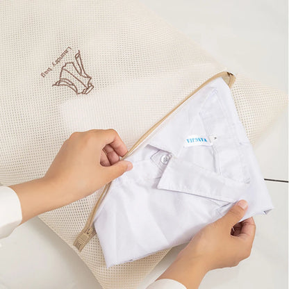 7Pcs Fine Mesh Laundry Bag Set – Embroidery Print Washing Pouches for Clothes, Household Washing Machine Bags